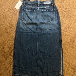 NWT 7 for all mankind denim luster midi denim skirt